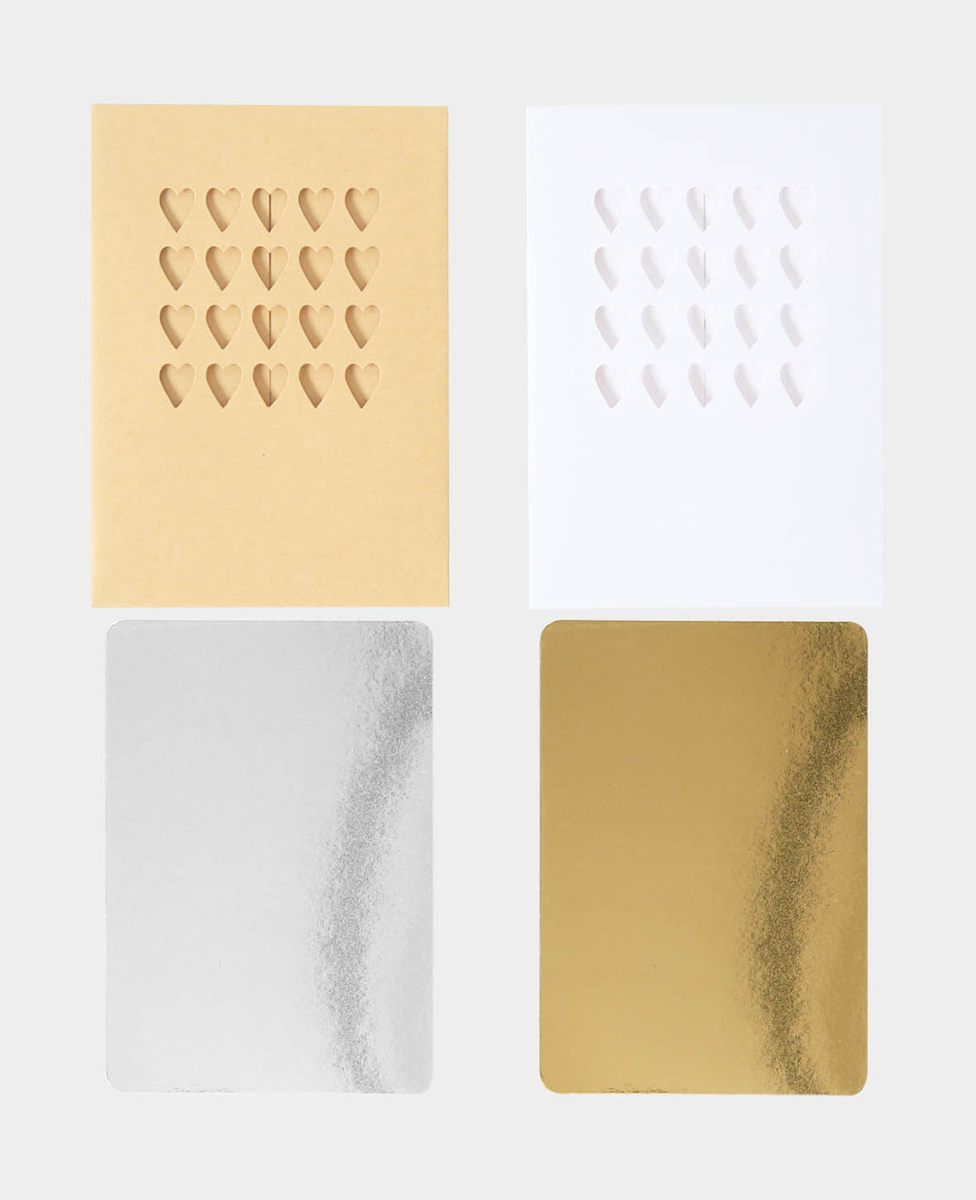 Hearts Card Set, Beige &amp; White, 8 x 11.5 cm &amp; 8.5 x 12 cm, 8-piece