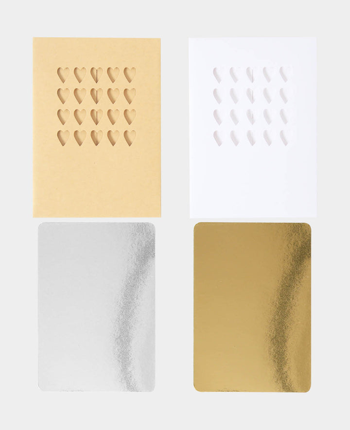 Hearts Card Set, Beige &amp; White, 8 x 11.5 cm &amp; 8.5 x 12 cm, 8-piece