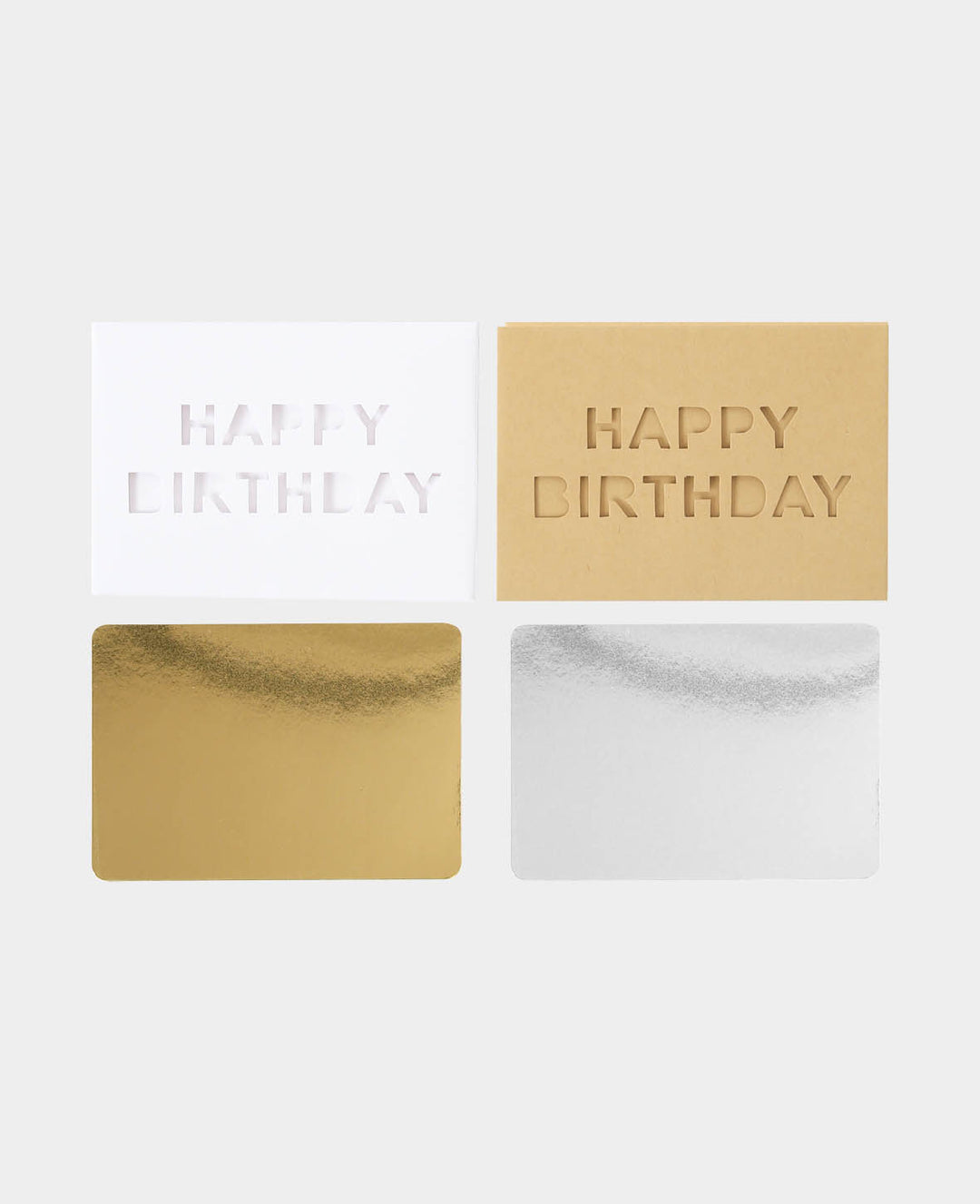 Happy Birthday Karten-Set, Beige &amp; Weiss, 8 x 11.5 cm &amp; 8.5 x 12 cm, 8 tlg.