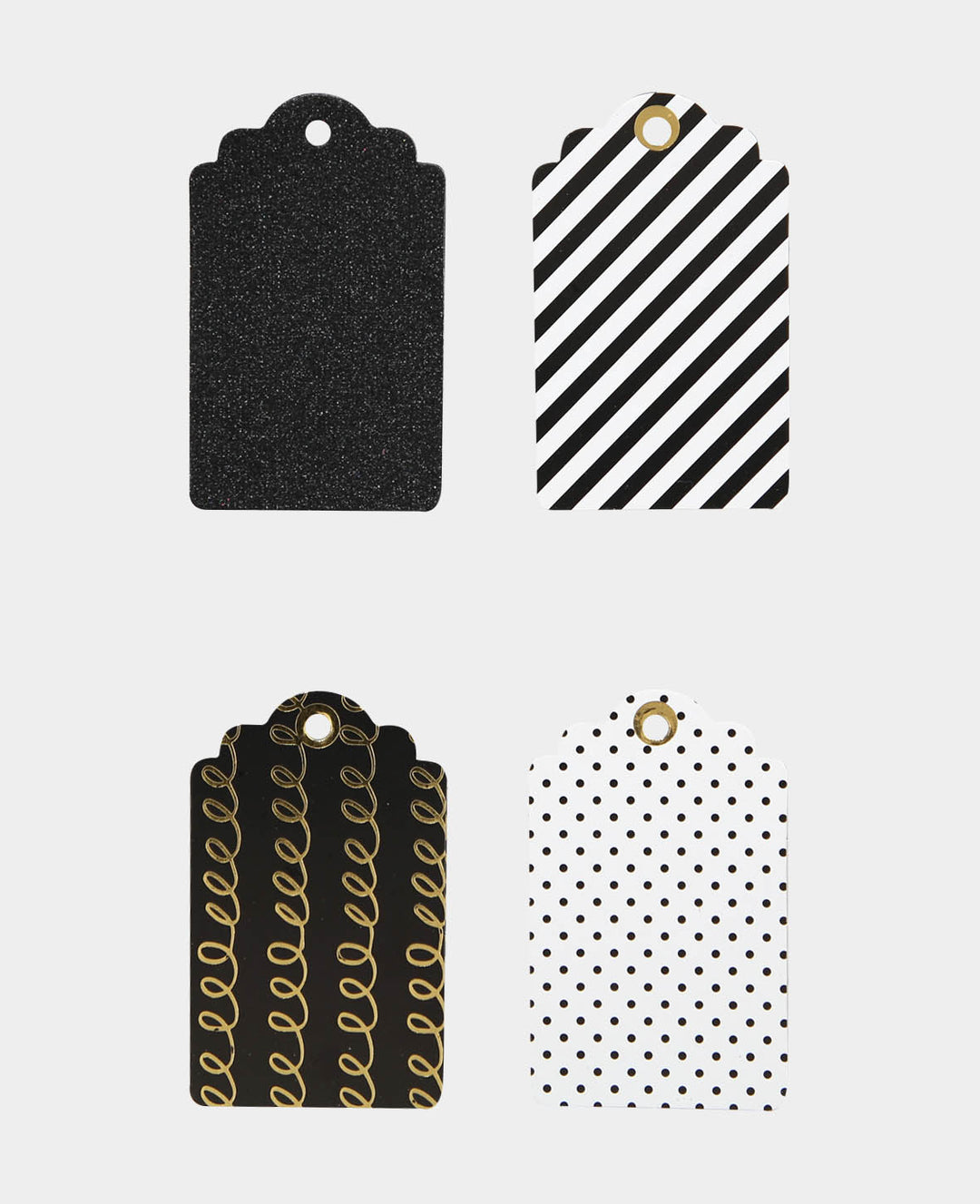 Geschenkanhänger, Schwarz &amp; Weiss, 43 x 70 mm, 4 Designs, 12 Stk.