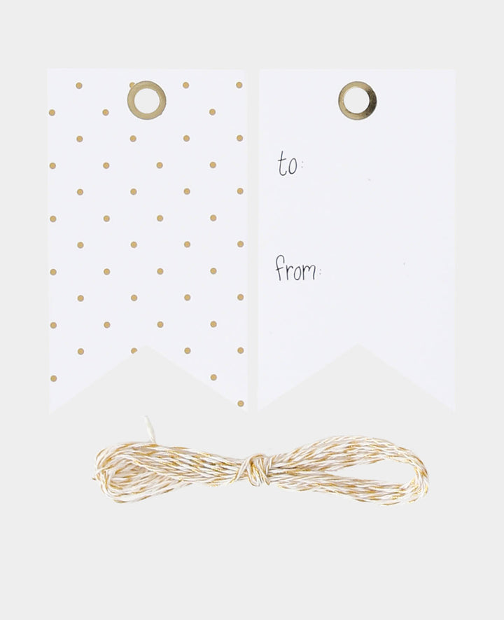 Geschenkanhänger, Weiss &amp; Gold, 2 m Schnur, 50 x 87 mm, 8 Stk.