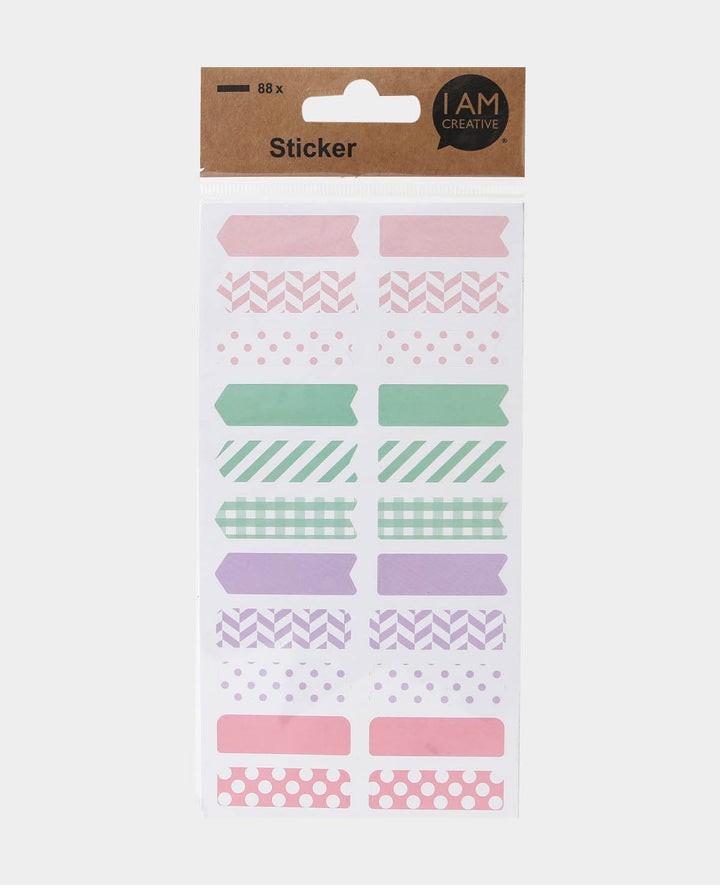 Sticker sheet with 22 stickers in pastel shades, approx. 1.1 x 4 cm, 88 pcs.
