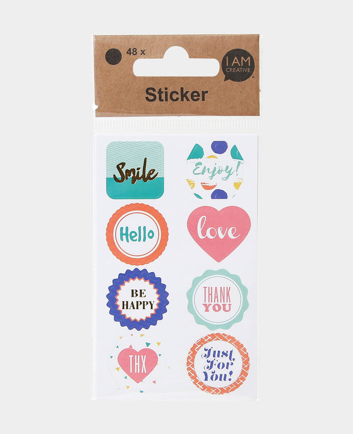 Stickers Happy, Colorful, approx. ø 2.5 cm, 48 pcs.