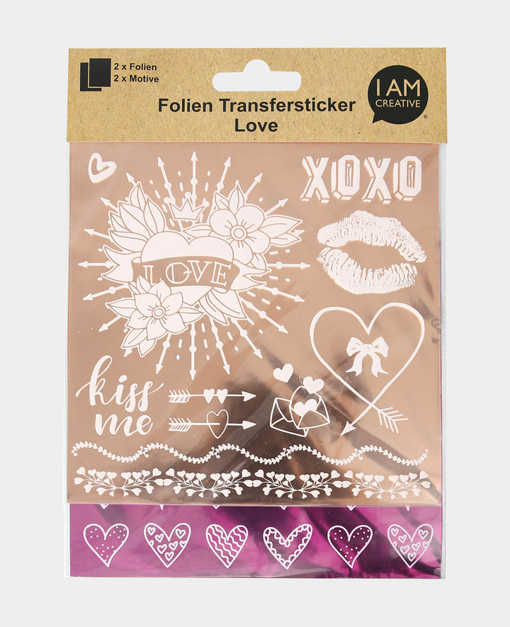 Foil Transfer Sticker Love, Rose / Pink