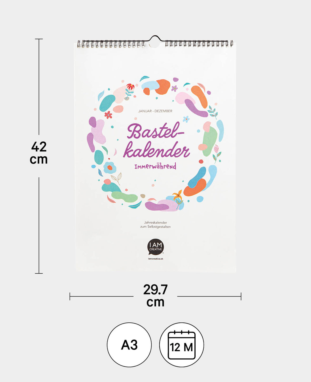 Kalender zum Basteln, 297 x 420 mm (A3), weiss, 1 Stk.