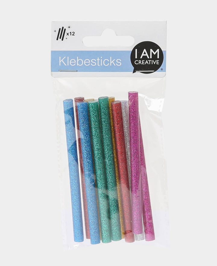 Klebesticks Heissleim Glitter, Bunt, 7 x 100 mm, 12 Stk.