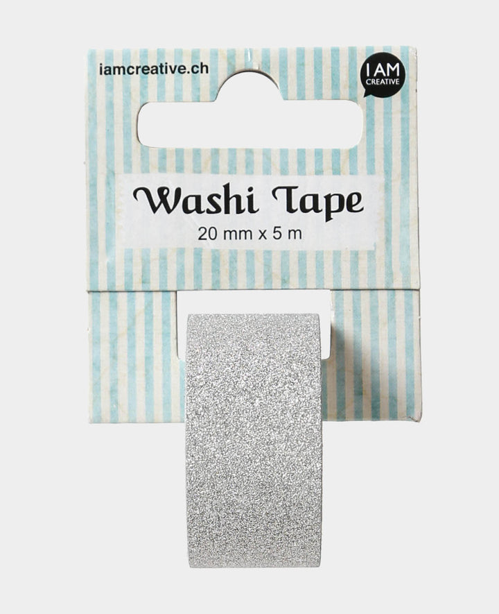 Washi Tape 20 mm x 5 m, Masking Tape, Glitter Silber