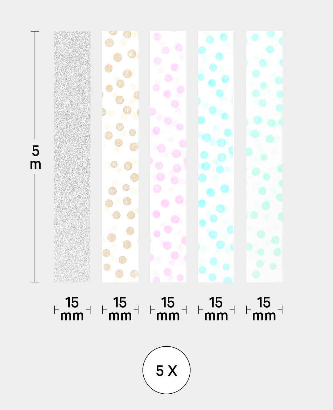 Washi Tape Set 1, 5 pcs., Masking Tape
