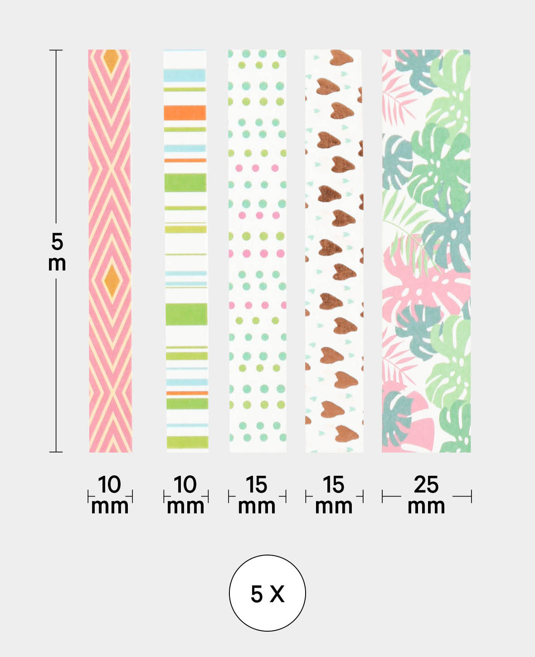Washi Tape Set 12, 5 Stk., Masking Tape