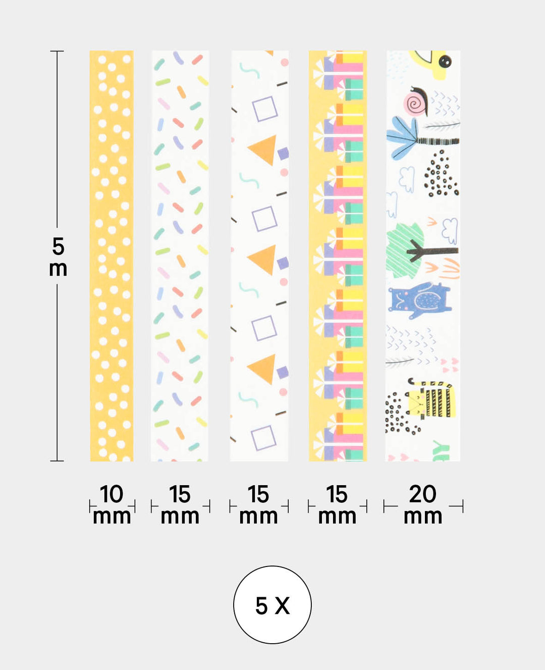 Washi Tape Set 13, 5 pcs., Masking Tape