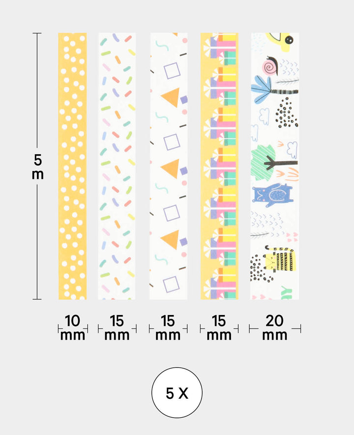 Washi Tape Set 13, 5 pcs., Masking Tape