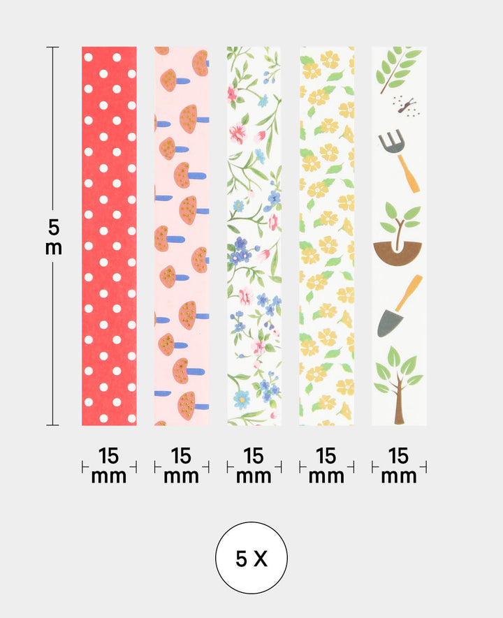 Washi Tape Set 16, 5 Pieces, Masking Tape