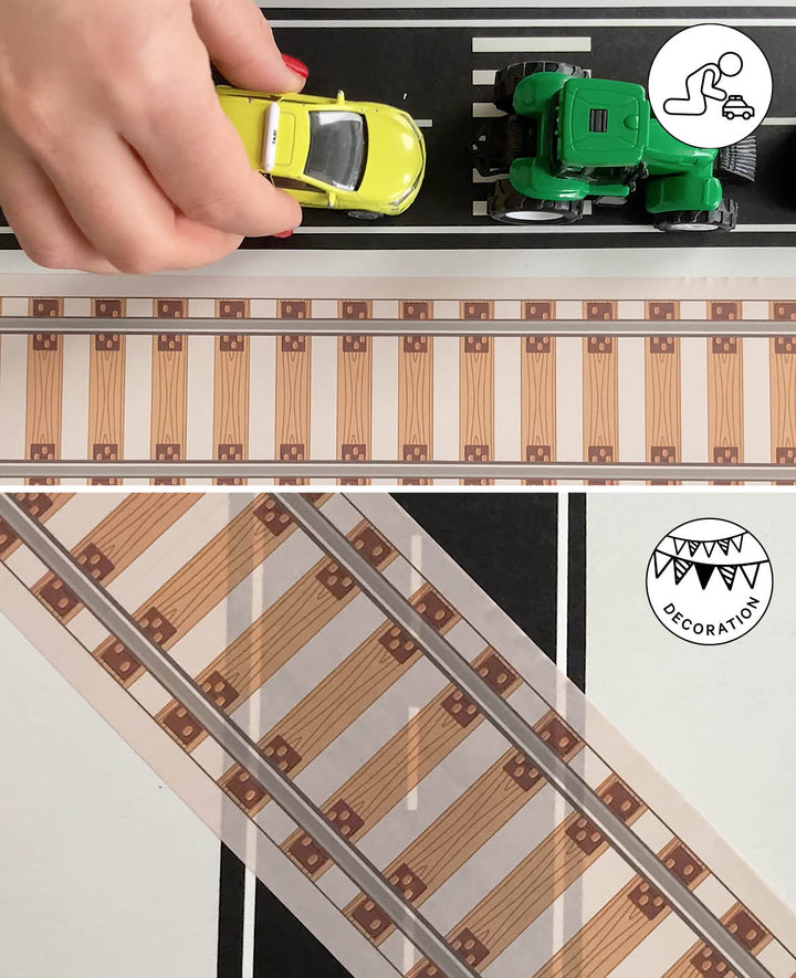 Washi Tape Set, Road, 20-100 mm x 5 m, 3 Stk., Masking Tape, Strassenklebeband für Kinder zum Spielen