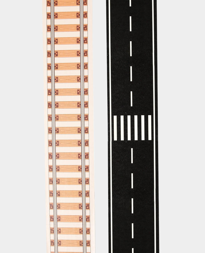 Washi Tape Set, Road &amp; Rail, 70 mm x 5 m, 2 Stk., Masking Tape Strassen- und Eisenbahnschienenklebeband für Kinder zum Spielen