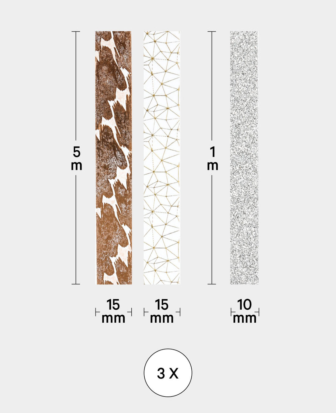 *Glänzendes Washi Tape, Set III, 3 S