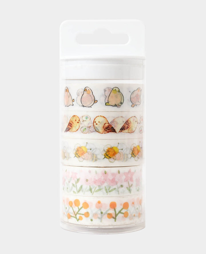 Lot de 5 rubans adhésifs décoratifs Washi Tape Printemps, ruban de masquage