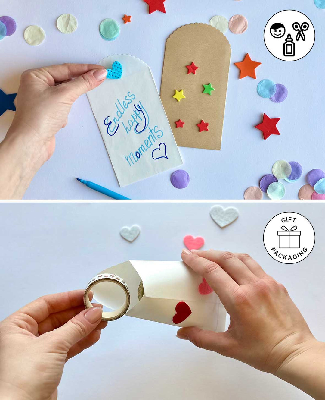 Papiertüten, weiss, 6 Stück