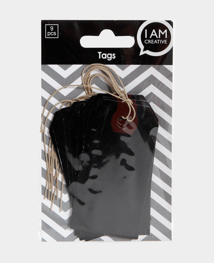 Chalkboard Tags, Schwarz, 4.5 x 9 cm, 9 Stk., inkl. Schnüren