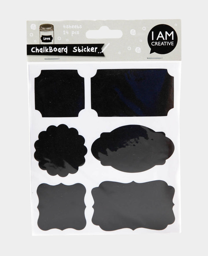 Chalkboard Sticker, Schwarz, 7 x 4 cm &amp; 4 x 4.2 cm, 4 Blatt