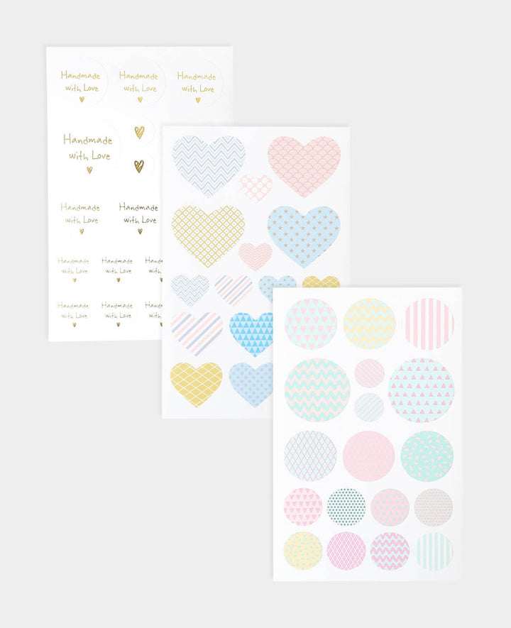 Sticker Handmade With Love, Gold, ø 15-35 mm, 108 Stk.