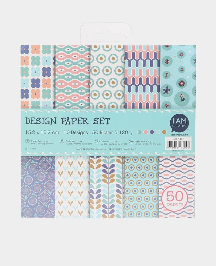 Design Papier Set I, Papierblock, 15.2 x 15.2 cm, 120 g/m², 50 Blätter
