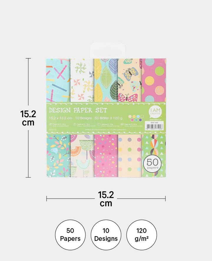 Design Paper Set IV, Paper Pad, 6 x 6 inch, 120 gsm, 50 sheets
