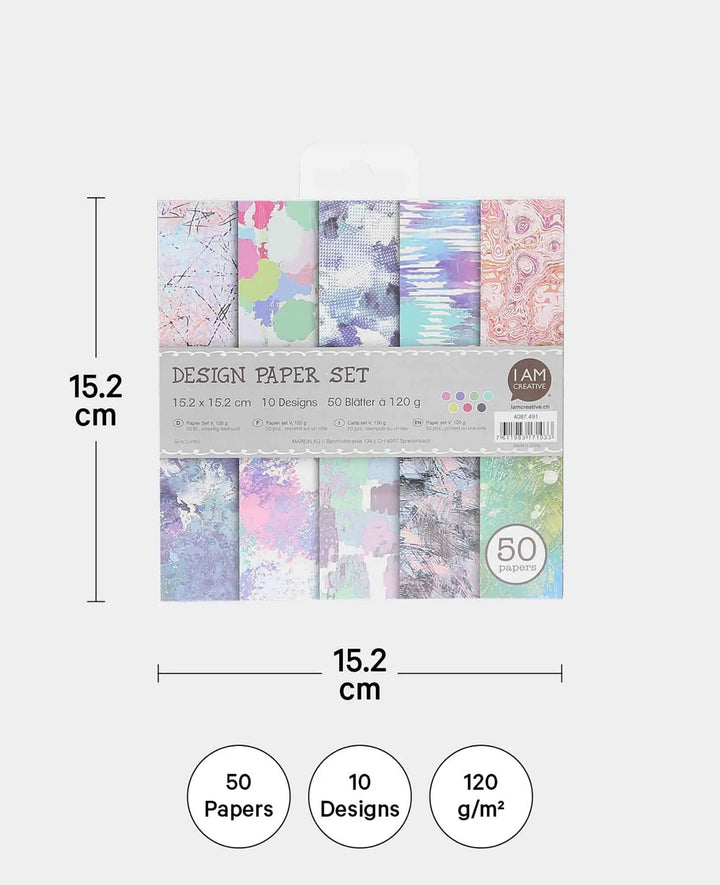 Design Papier Set V, Papierblock, 15.2 x 15.2 cm, 120 g/m², 50 Blätter