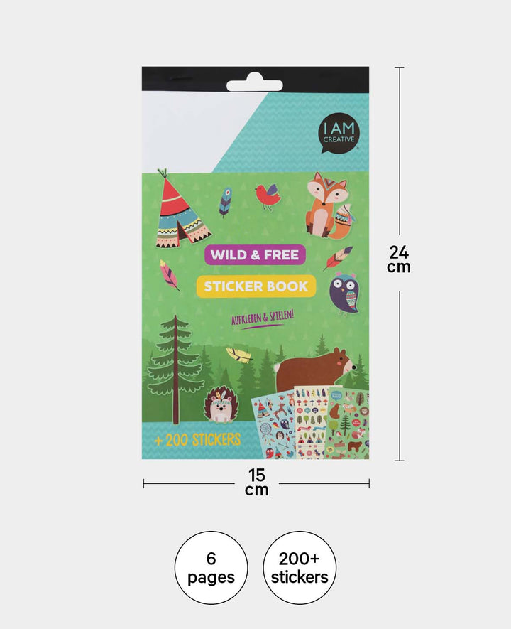 Stickerbook Wild &amp; Free, Bunt, 15 x 24 cm