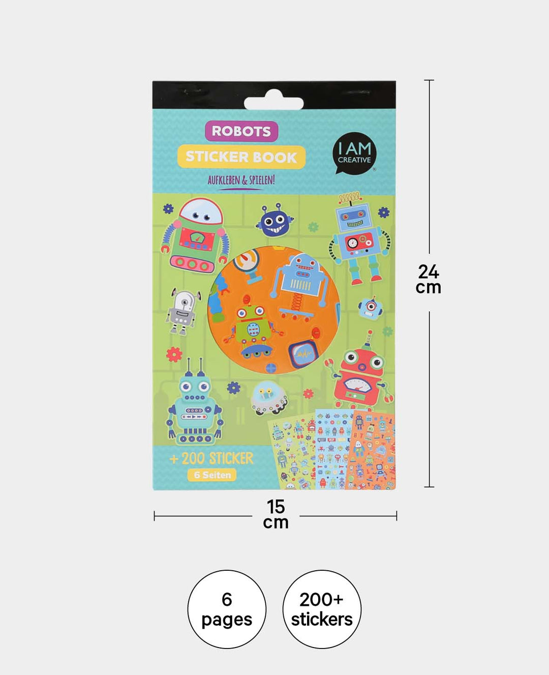 Sticker Book Robots, Colorful, 15 x 24 cm