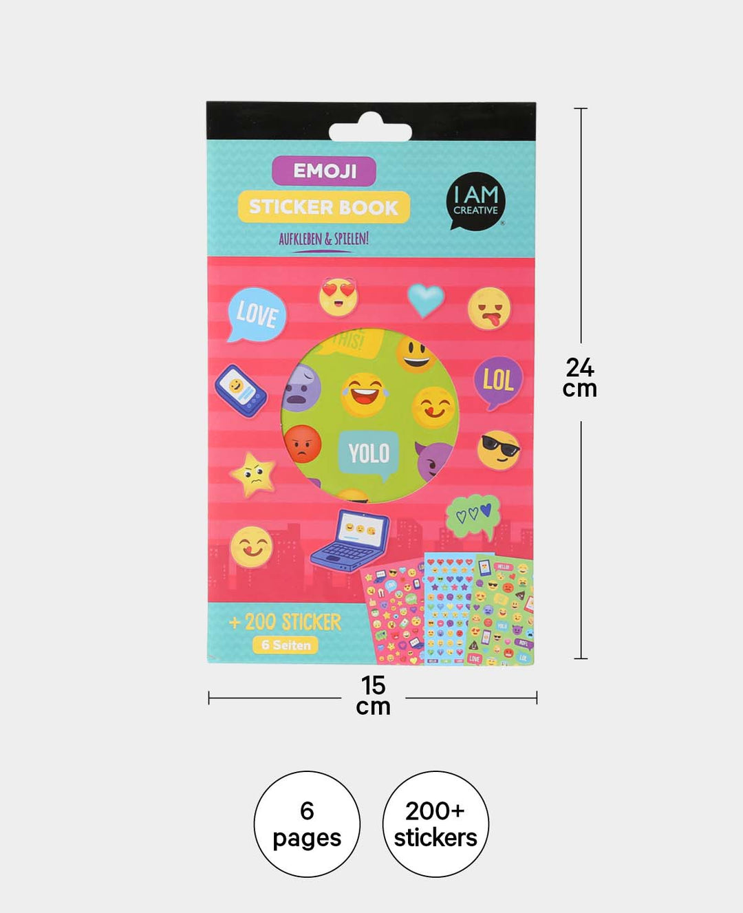 Stickerbook Emojis, Bunt, 15 x 24 cm