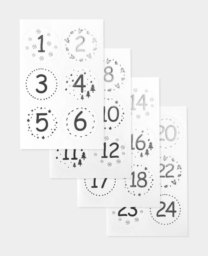 Advent calendar stickers, silver