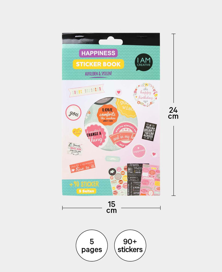Stickerbook Happiness, Bunt, 15 x 24 cm