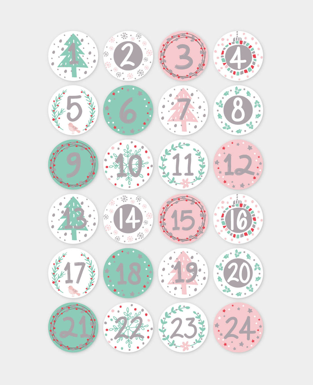 Adventskalendersticker, pastell
