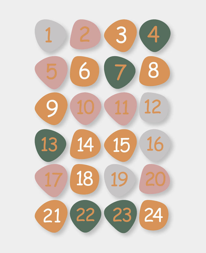 Sticker Adventskalender-Zahlen, Bunt, 24 Stk.
