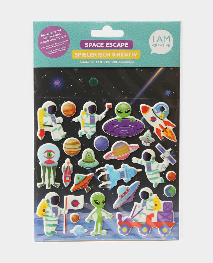 Sticker Weltall, inkl. Spielszene, Bunt, 16 x 24 cm, 23 Stk.