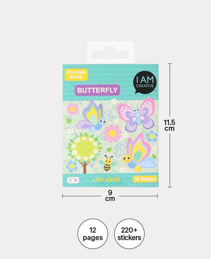 Mini Sticker Book Butterfly, Colorful, 9 x 11.5 cm