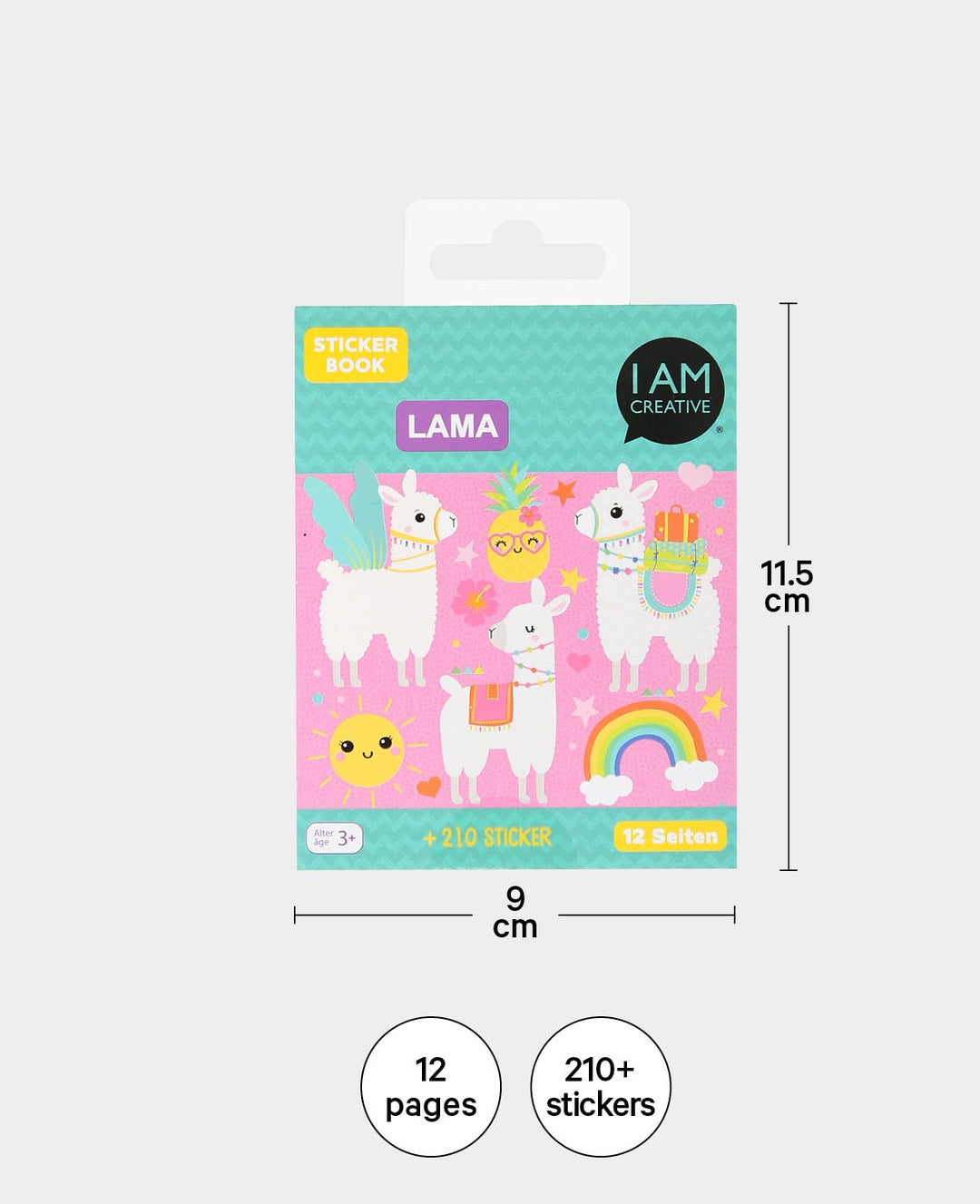 Mini Stickerbook Lama, Bunt, 9 x 11.5 cm