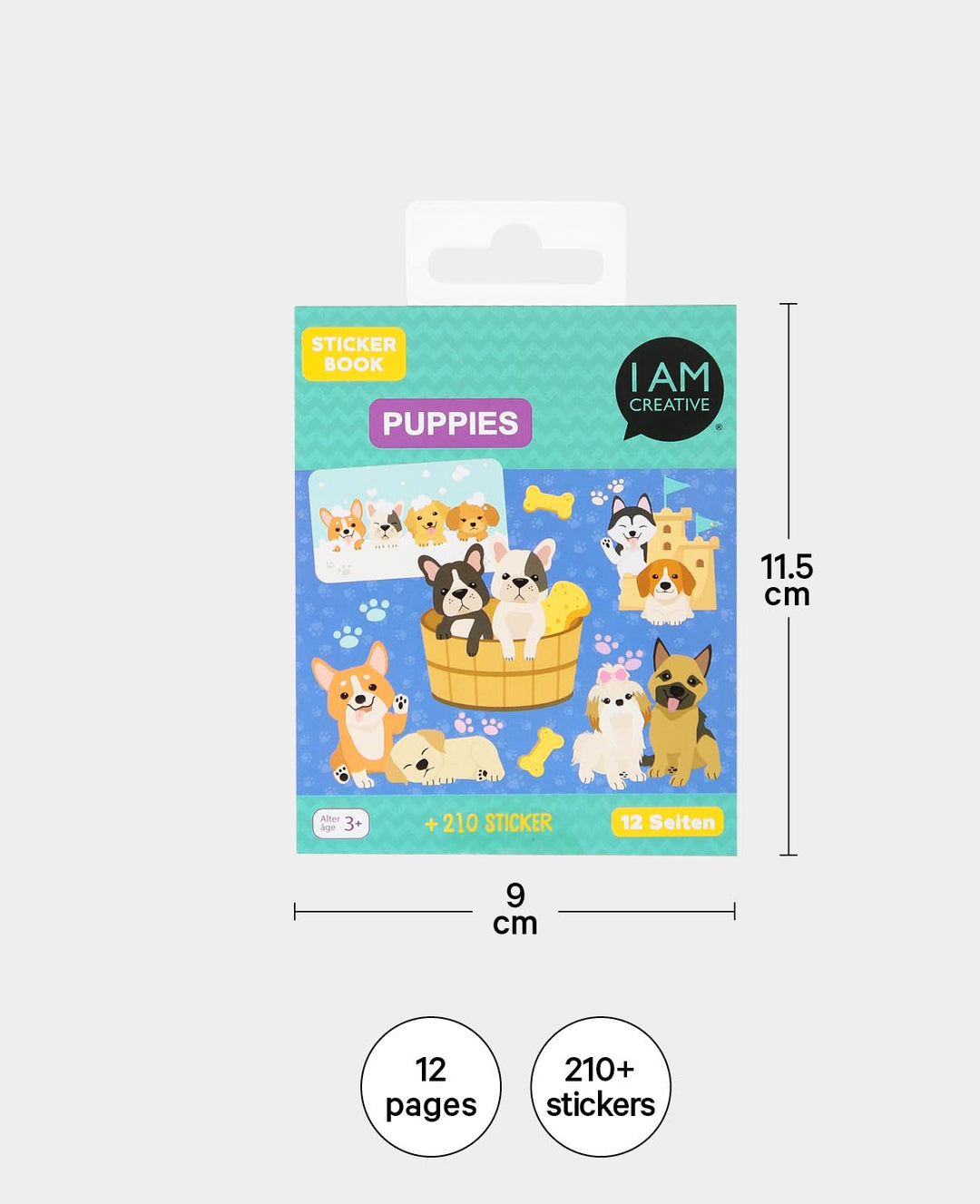 Mini Stickerbook Puppies, Bunt, 9 x 11.5 cm