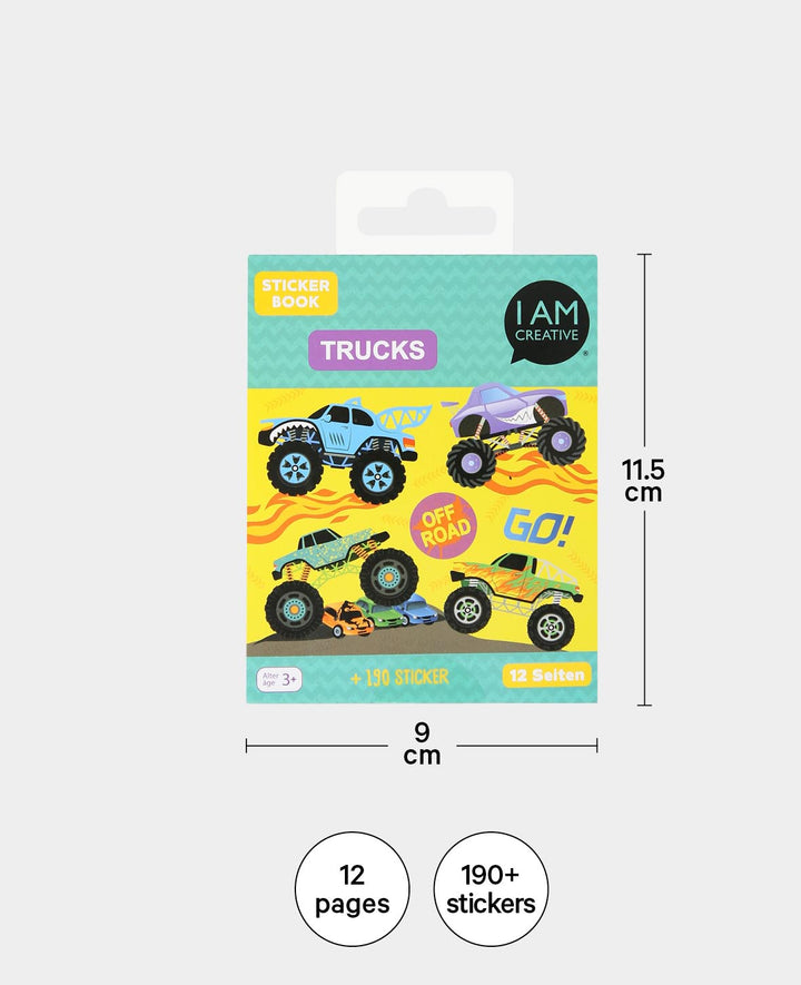 Mini Stickerbook Trucks, Bunt, 9 x 11.5 cm