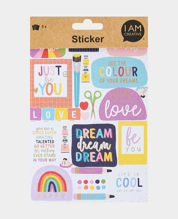 Stickers Happy, Colorful, 22.6 x 14.7 cm (sheet), 5 sheets