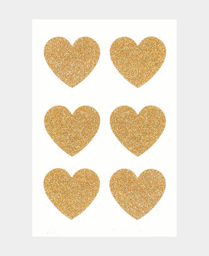 Heart Sticker, Glitter Gold, 35 x 40 mm, 24 pcs.