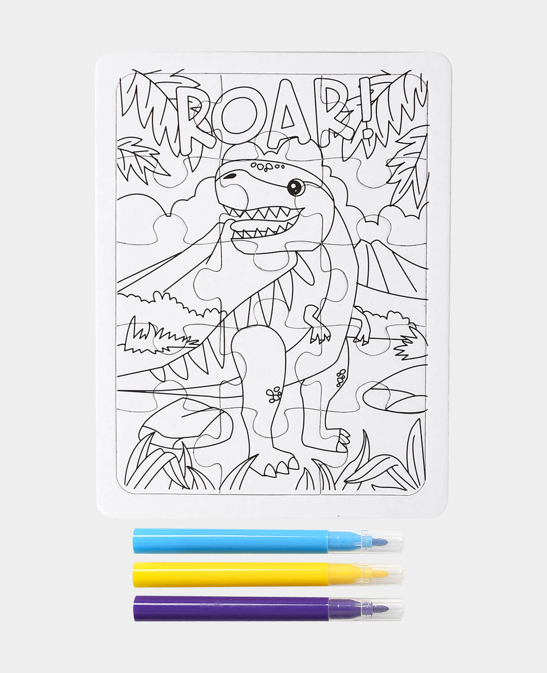 Puzzle zum Ausmalen mit 3 Marker, Dinosaurier