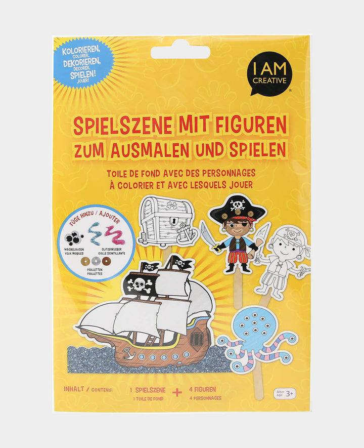 Puppenspiel "Pirat" aus Papier zum Ausmalen, 5 teilig
