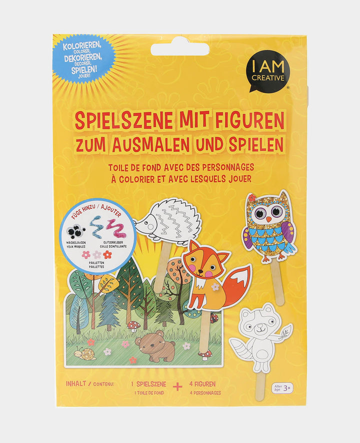 Puppenspiel "Wald" aus Papier zum Ausmalen, 5 teilig