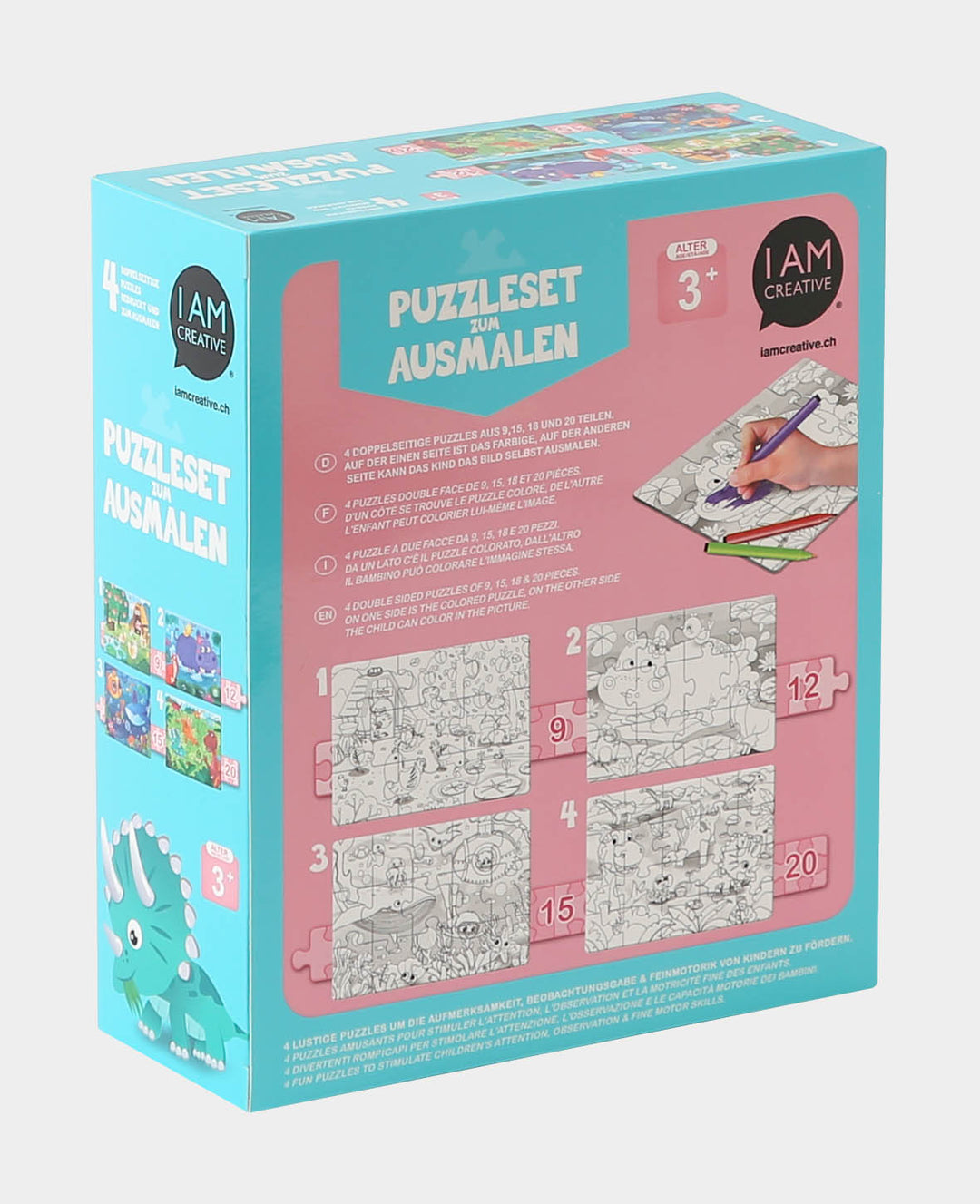Puzzleset zum Ausmalen, 4 Stk.