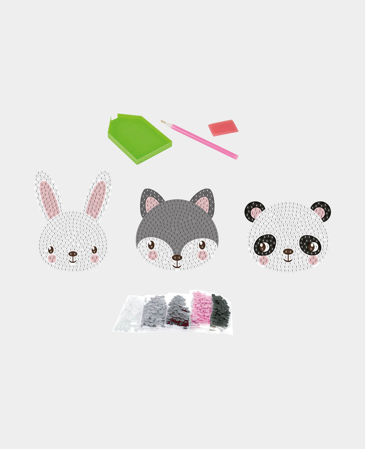 Diamond Painting Stickers Pets, Rabbit, Panda, Badger, incl. accessories &amp; instructions