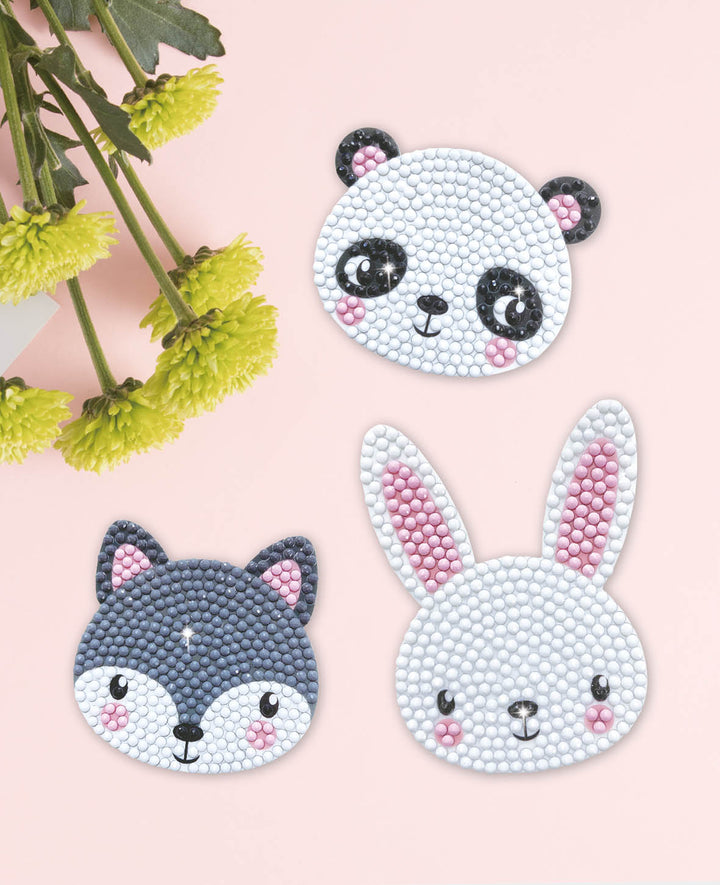 Diamond Painting Stickers Pets, Rabbit, Panda, Badger, incl. accessories &amp; instructions