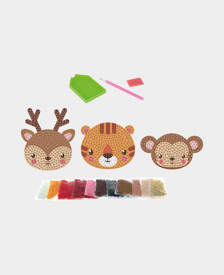Diamond Painting Sticker Pets, Deer, Tiger, Monkey, incl. Accessories &amp; Instructions