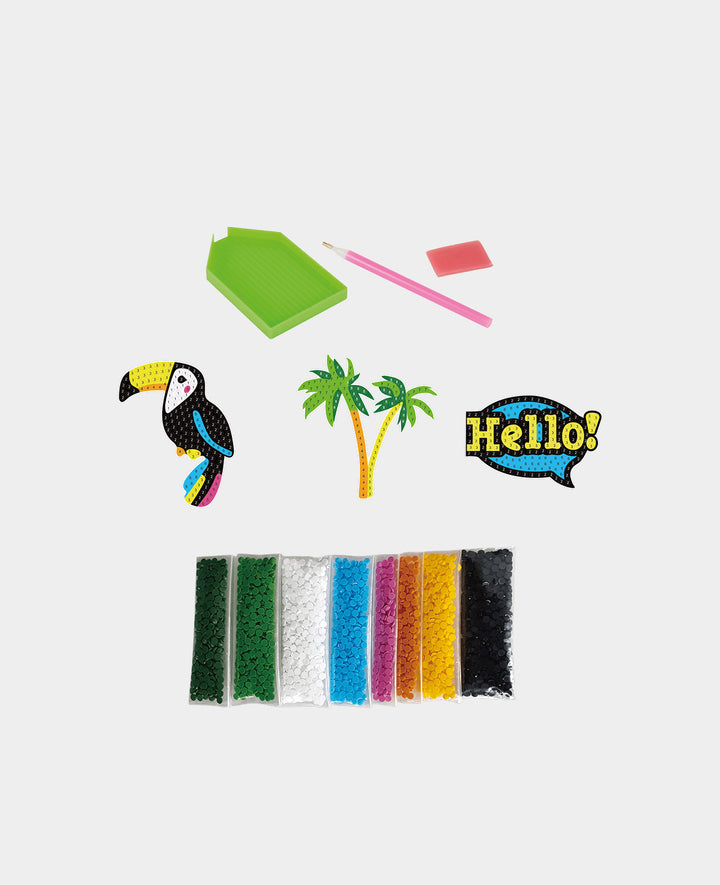 Diamond Painting Sticker Beach, Sprechblase "Hello", inkl. Zubehör &amp; Anleitung