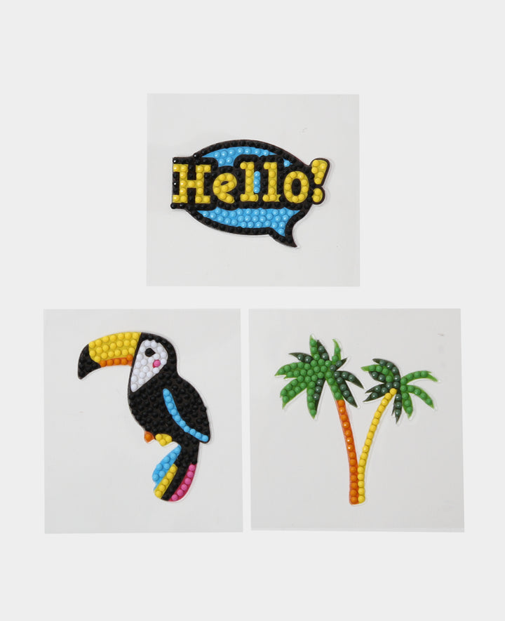 Diamond Painting Sticker Beach, Sprechblase "Hello", inkl. Zubehör &amp; Anleitung